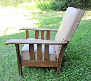 ANTIQUE MISSION ARTS & CRAFTS OAK ROYAL EASY CHAIR WITH FOOTREST 3