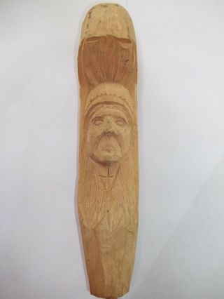 Folk Art Hand Carved Native American Wood Sculpture Warrior
