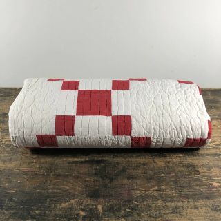 Antique Red And White Chain Design Patchwork Quilt