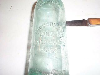 Vintage Coca Cola Hutch Bottle Biedenharn Candy Co Vicksburg Miss 1890s 2