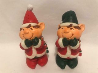 Vintage Hallmark Christmas Pixie Elves Elf Salt Pepper Shaker Set