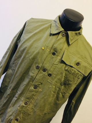 Vintage Ww2 Wwii 1945 Usmc Hbt Herringbone Marines Shirt Jacket Utility Unused?