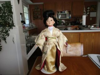 Asian Porcelain Doll In Kimono Approximately 18 Inches