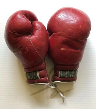 Vtg Tuf Wear Boxing Gloves Red Well Worn Great For Display Man Cave
