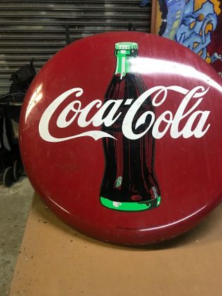 Coca Cola Button Sign 20”old Sign