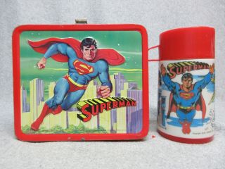 1978 Superman Dc Comics Movie Lunchbox & Thermos Christopher Reeves Cond 7.  5