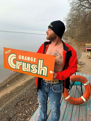 Vintage Old Orange Crush Soda Pop Metal Sign 27x19