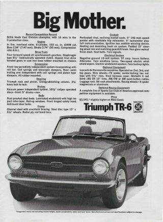1970 Triumph Tr - 6 Big Mother Options Vintage Print Ad