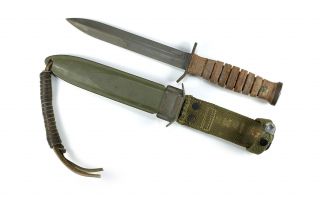 Wwii U.  S.  M3 Fighting Knife,  Orig.  Scabbard Imperial W/ Soldier 