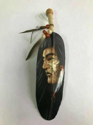 Hand Painted Feather,  Arts & Crafts,  Southwest,  Santa Fe,  Warrior