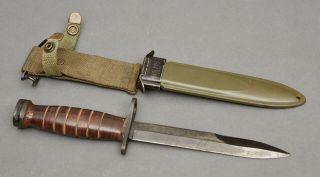 WWII US M4 Case Bayonet Fighting Knife.  M8 Scabbard B M Co. 3
