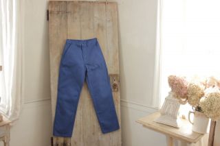 Vintage French Work Chore Pants Blue Farmers Utilitarian Trousers 28 Inch Waist