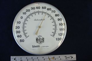 Vintage Round Schmidts Beer Advertising Thermometer Pam Sign 1964
