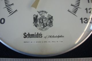 VINTAGE ROUND SCHMIDTS BEER ADVERTISING THERMOMETER PAM SIGN 1964 3