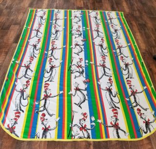 Vintage Sears 1970s Dr.  Seuss Cat In The Hat Coverlette Wall Canvas Bedspread