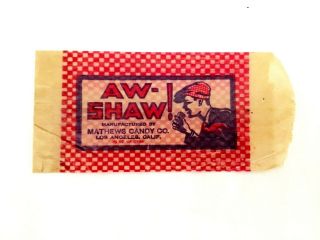 Vintage Aw - Shaw Candy Bar Wrapper Circa 1920 - 30