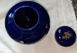 Japanese Cobalt Blue Porcelain Lidded Ginger Jar Tea Caddy Urn Pheasant Japan 2