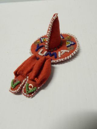 Vintage Yuma Indian Beaded Wool Pin Sombrero Moccasins Design - Old,  Xlnt Co