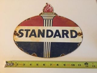 Vintage Standard Gasoline Porcelain Gas Oil Service Station Rack Pump Plate Sign
