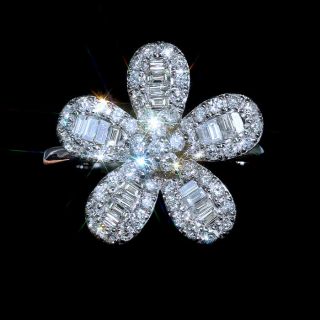 1ct 100 Natural Diamond 10k White Gold Cluster Ring Effect 2.  5ct Rwg121 - 12