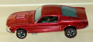 Dte 1968 Hot Wheels Redline 6206 Metallic Red Custom Mustang W/brown Interior