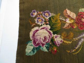 Antique Victorian Berlin Woolwork Floral Hand Embroidered Panel 42 