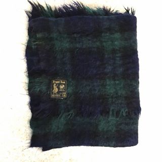 Royal Scot Mohair Wool Lap Throw Blanket 50x58 Samuel Tweed Black Watch Green