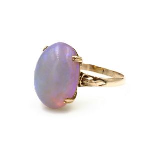 Vintage 14k Yellow Gold Oval Cabochon 10.  50 Ct Opal Cocktail Ring Size 10 652b
