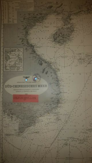 Ww2 German Kriegsmarine U Boot Seekarte Nautical Charts South China