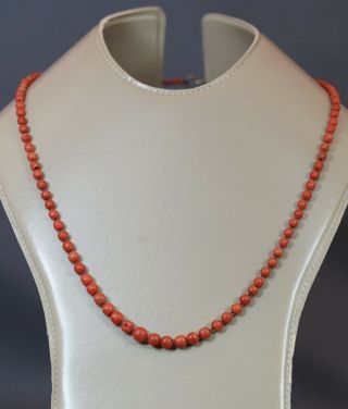 Victorian Natural Undyed Red Mediterranean Oxblood Coral Beads Necklace 19gr.