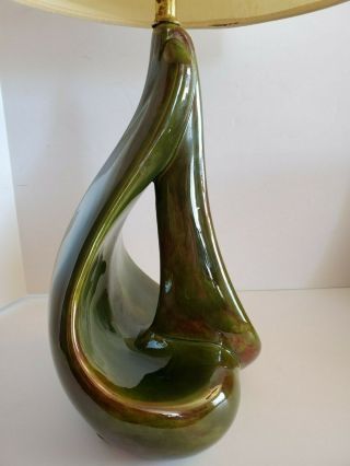 Vtg Mid Century Chilo Inch Ceramic Table Lamp Green Biomorphic Shape