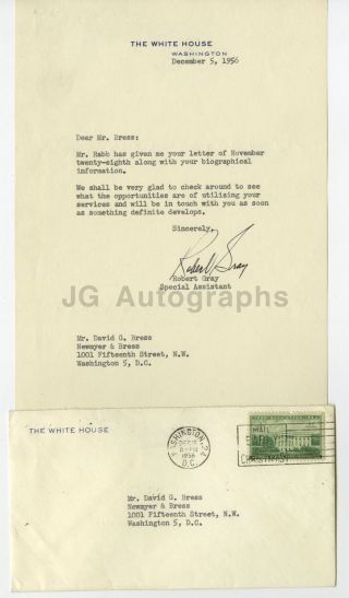 Robert Keith Gray - Advisor To President Dwight Eisenhower - Signed Letter,  1956