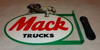 Vintage Mack Trucks Die - Cut Bulldog 19 " Metal 2 Sided Flange Gasoline & Oil Sign