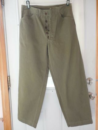 Vintage Usmc Wwii Marine Corp P41 Hbt Trousers / Pants Utility Combat Signed