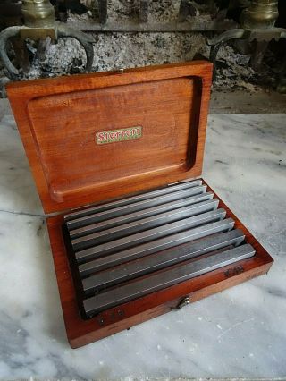 Vintage Starrett No.  384 Parallel Bars 4 Pr.  W/original Wood Box Machinist Tools