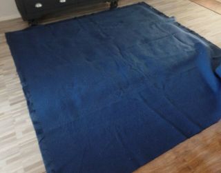 Vintage Chatham 90 " X 90 " Dark Blue 100 Wool Bed Blanket Made In The Usa