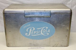 “drink Pepsi - Cola” By Cronstroms Sky Blue Logo Cooler Chest Ice Box / Nr