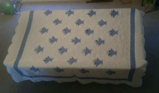 Handmade Amish Quilt Queen Size 104 " X 96 " Lancaster Pa Geometric & Floral