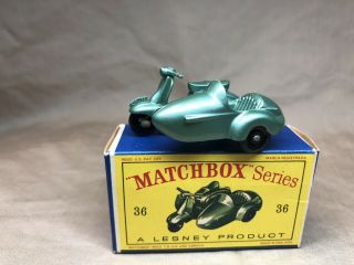 Matchbox Lesney Series 36 Motor Scooter And Sidecar.  Great.