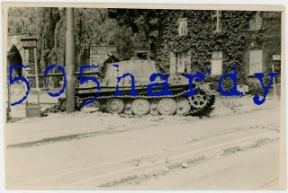 Wwii Us Gi Photo - Us Captured German Panther Tank Marked 221 Aachen ? - Top