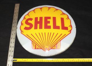 Antique Vintage 13 1/5 " Shell Gas Pump Globe Glass Lens Gasoline