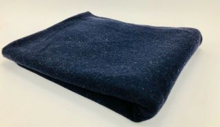 100 Wool Navy Blue Throw Blanket 72” X 60”vintage 3 Pounds Heavy