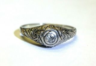 Elegant And Shapely 18k Gold Antique Edwardian Diamond Engagement Ring Size 7