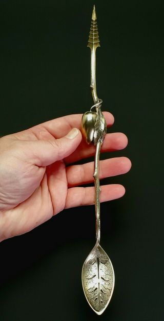 ANTIQUE GORHAM AESTHETIC MOVEMENT STERLING SILVER MARTINI OLIVE SPOON & SPEAR 2