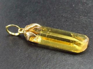 Pendant - Gem Heliodor Gold Beryl From Tajikistan - 1.  2 " - 1.  4 Grams