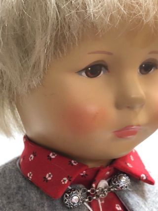 19” Vintage Kathe Kruse Blonde Boy Doll w/ Brown Painted Eyes Made in Germany S 3