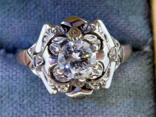 Vintage Palladium Art Deco Antique.  51 Carat Diamond Solitaire Engagement Ring