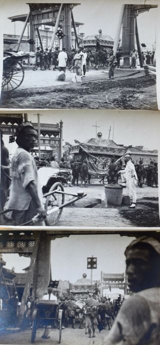 1900s China Antique Photos " Chinese Funeral Procession " Photos 1913 - Set Of 3