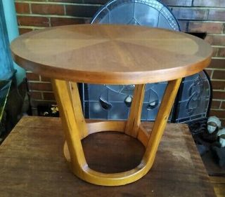 Mid Century Mod Lane Round Sculptural Walnut Side End Table Adrian Pearsall 1965