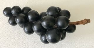 Mid - Century Italian Italy Carved Alabaster Marble Stone Fruit Big Black Grapes